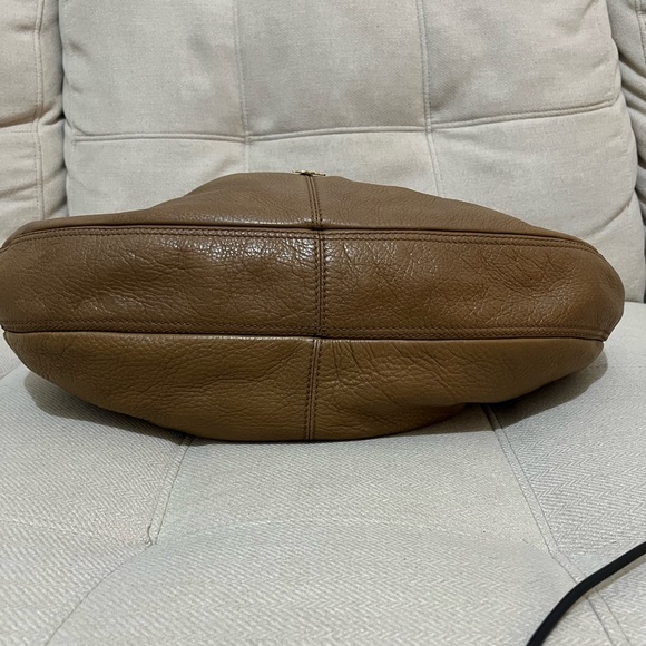 Burberry Large Brown Tan Leather Malika Shoulder Hobo Handbag 12 x18 x4 - Picture 6 of 8